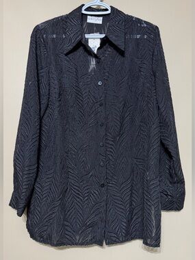 NWT Vintage 90’s Deadstock Vanity Fair Textured Burnout Sheer Button Down